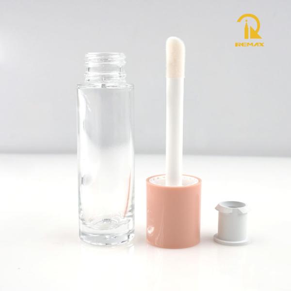 30ml Glass Foundation Bottle with Brush + Thick-Bottom Pink Lip Gloss Bottle – Empty Cosmetic Containers for DIY Makeup