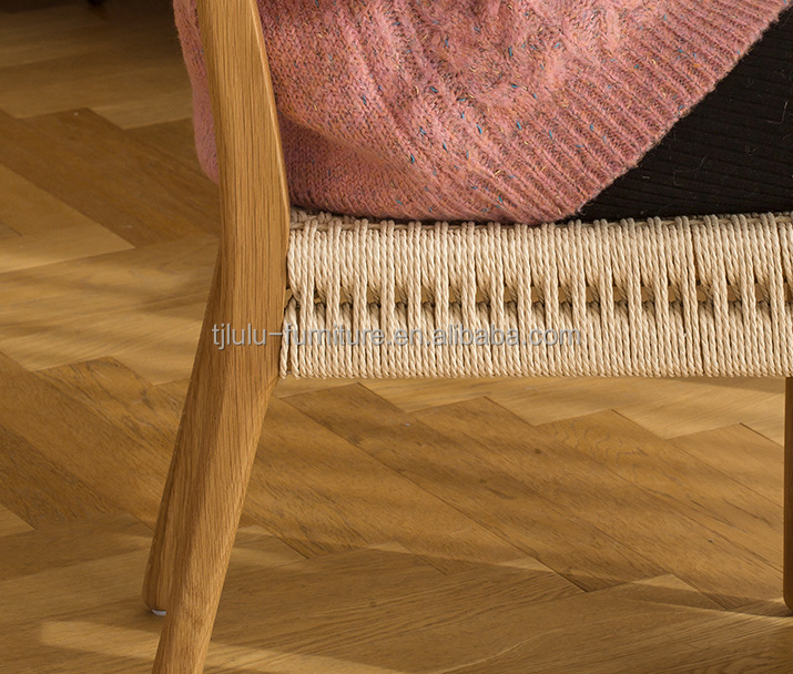 Modern Woven Cord Solid Wood Dining Chair for Hotel Restaurant W50*D50*H77 cm Mail Packing Y