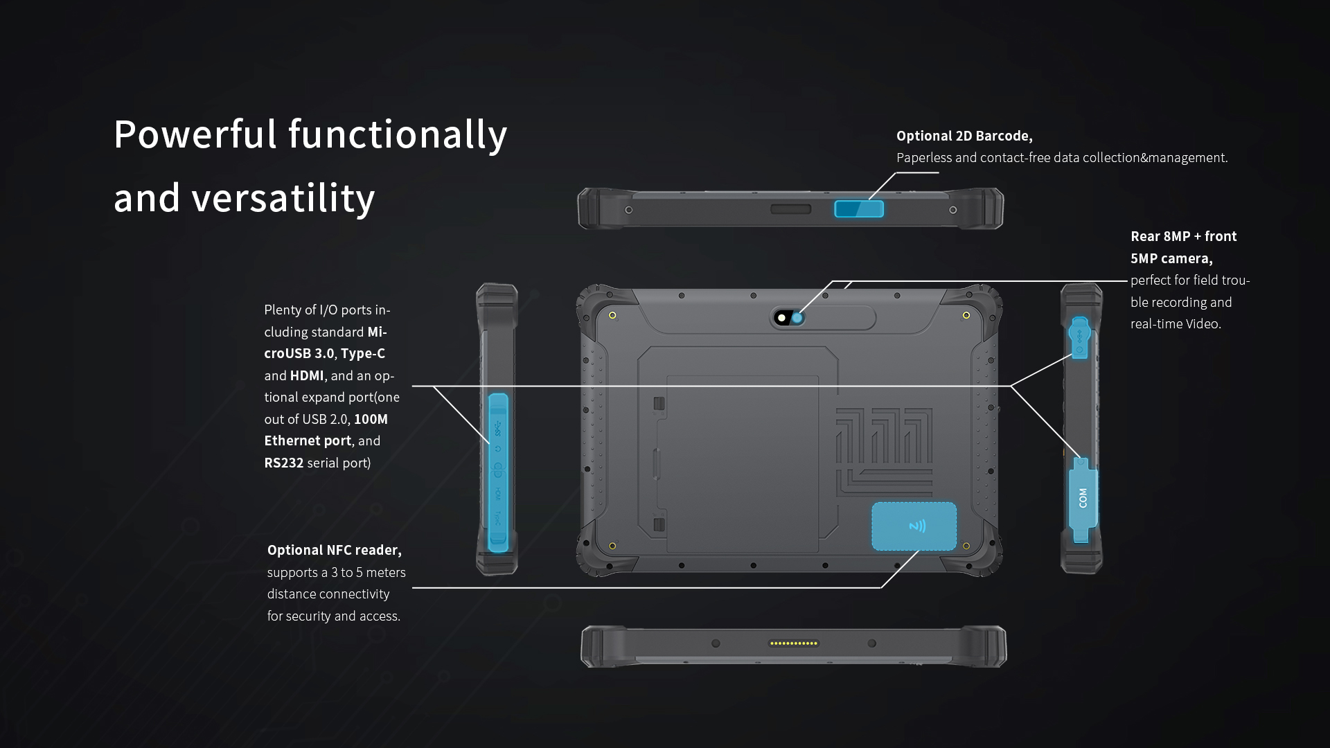 Waterproof Handheld Android Rugged Tablet with Shockproof GPS WiFi USB Interface NFC