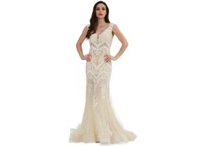 China Modern Mermaid Muslim See Through Dress Tulle And Lace Fabric Sleeveless factory