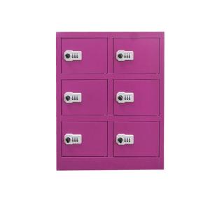 China 6 Doors Cell Phone Storage Cabinet USB Cable Charging Cabinet Wall Mounted Purple Manual Password Lock factory