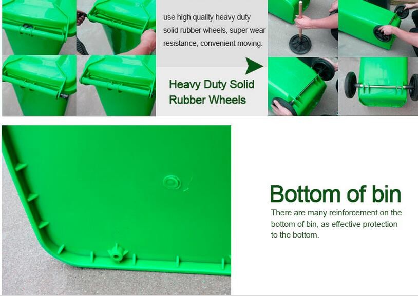 China wholesale garbage bin outdoor plastic trash cans with wheels