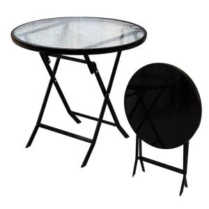 China Metal Tempered Glass Folding Coffee Dining Table for Outdoor Camping Balcony Garden Patio factory
