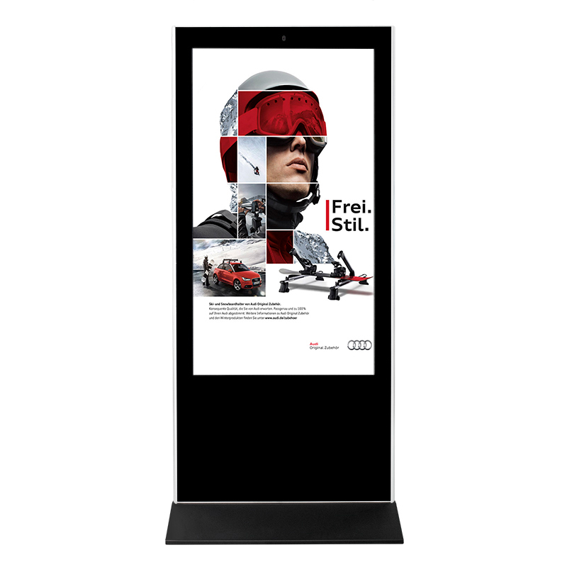 Double Sides Metal Case plus Toughened Glass Panel standing digital signage