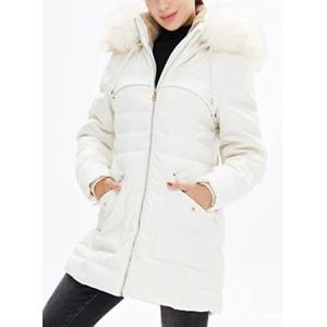 China Polyester Modacrylic Womens Long Puffer Coat With Detachable Fur Collar on sale