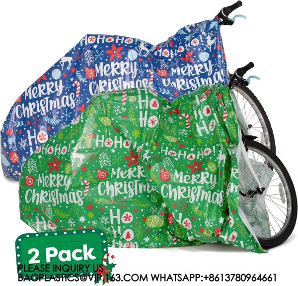Christmas Bicycle Bag 60” X 72", Jumbo Gift Bag For Xmas Season, Large Bike