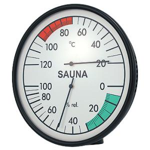 China Metal Case Steam Sauna Room Temperature And Humidity Monitor 160mm Diameter factory