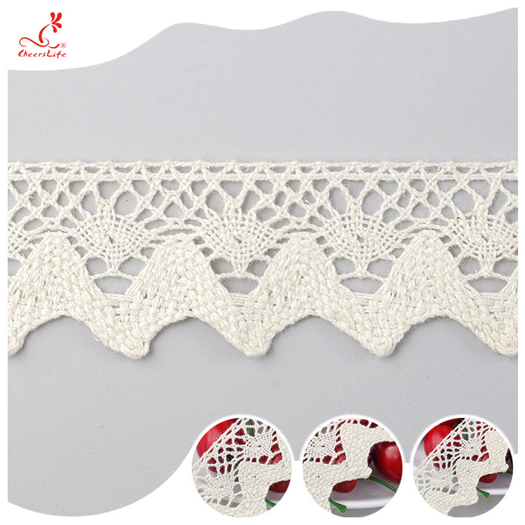 Eco - Friendly Apparel Cotton Lace Fabric Trim High Color Fastness