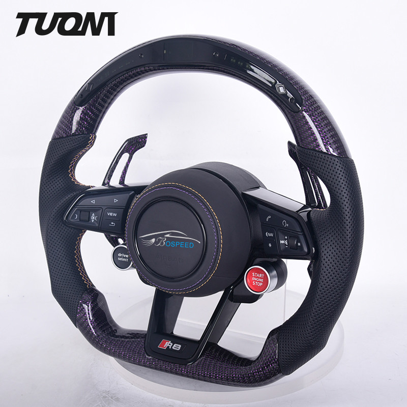 Forged Audi Carbon Fiber Steering Wheel With LED Paddle Shifters Knobs