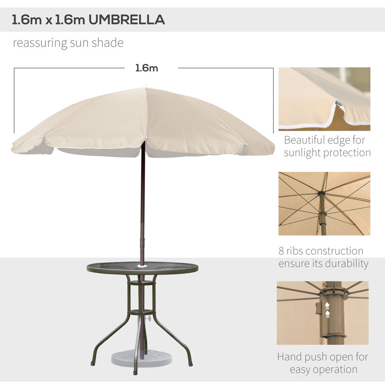 AJUNION Metal Patio Furniture Set Foldable Chairs and Dining Table with Umbrella Hole