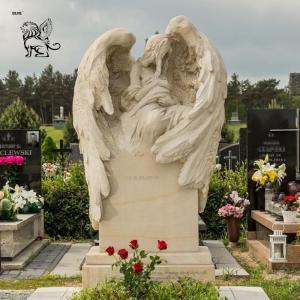 China Marble Guardian Angel Sculpture Monument Cemetery Angel Statues Tombstone Grave Stone Handcarved factory