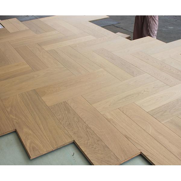 China White Oak Herringbone Wood Floor 600x125x16MM Engineered Herringbone Oak Flooring factory