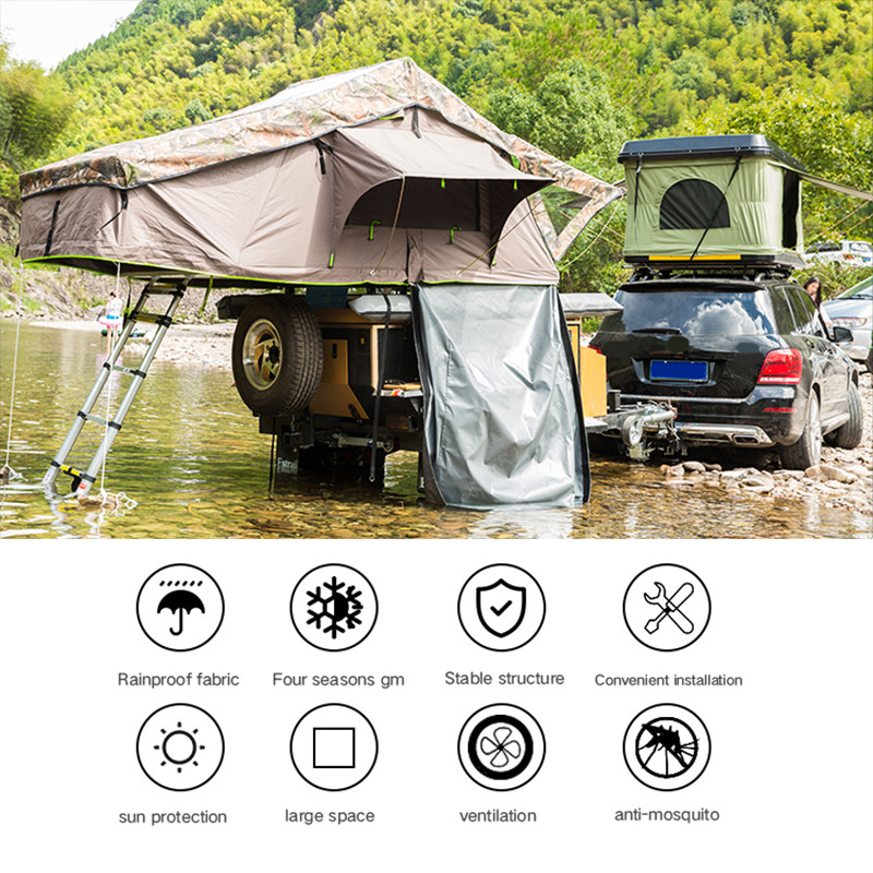 Waterproof 4x4 4 Person Aluminum Camping Car Soft Shell Rooftop Roof Top Tent With Annex Room