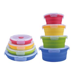 China OEM Microwavable Collapsible Silicone Bento Box With Airtight Lid factory