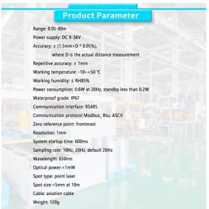 Single Point Laser Distance Measurement Sensor for Industrial Control 0.05-80m
