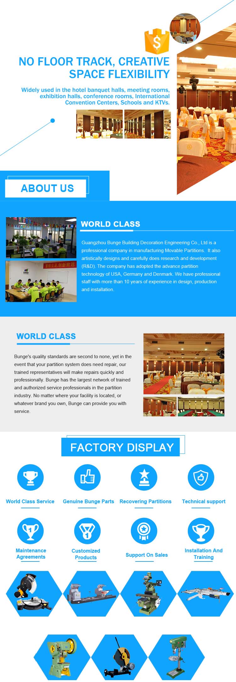 Aluminum Acoustic Soundproof Movable Wall Partition Composite Panel For Meeting Room Divider