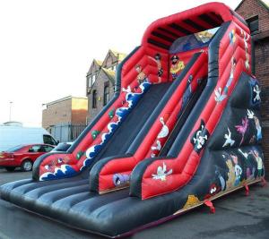 China Red / Black Pirate Inflatable Pirate Ship Slide For Party 30ft factory