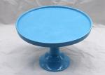 Blue Color Ceramic Cake Stand Dolomite Cake Tools Customized Size / Color
