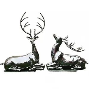 Stainless Steel Deer Sculpture Multiple Shapes Garden Animal Statues