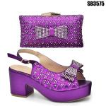 Supoo SB3575 Nigerian High Heel Shoes and Matching Bags for African Wedding