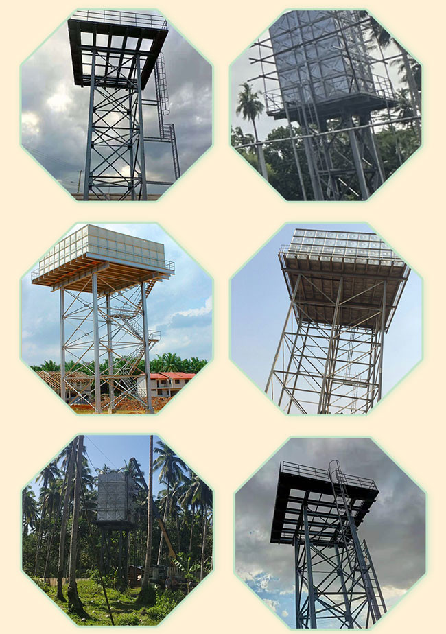 High Rise Heavy Steel Structure Water Tank Tower For Galvanized Water Tank