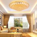 Luxury Crystal Led Ceiling Light Round Bedroom Gold Chandelier