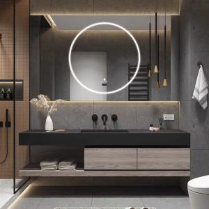 China Plywood Bathroom Vanity Units , slate Countertop Floating Vanity Cabinet factory