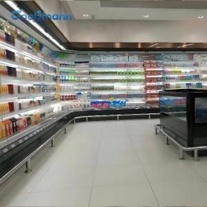 China Air Merchandiser Open Display Chiller Fridge Cabinet Cooling Hollow Glass Side Panel factory