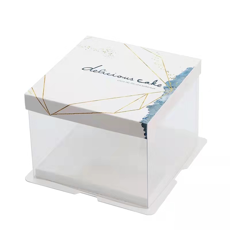 Transparent Custom Luxury Clear Tall Wedding Food Handmade OEM Square Plastic Cake Box
