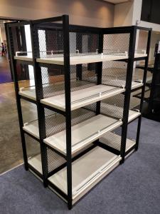 China Anti Rust Free Standing Shop Shelves , Wood Shelves With Metal Frame factory