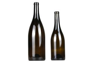 China Frosted Empty 750ml Wine Bottles / Dark Green Shatterproof Glass Water Bottle factory