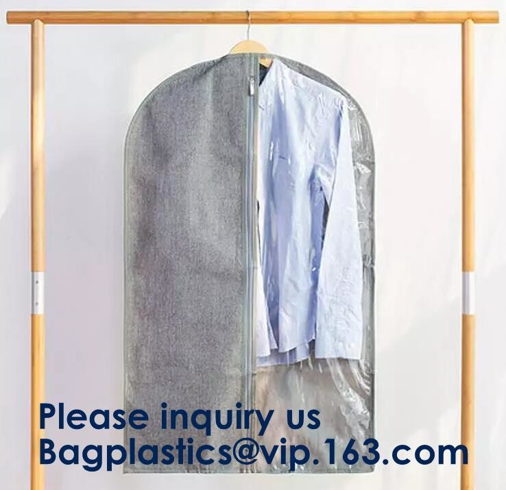 Vinyl Garment Suit Bag With Pocket,Printed Zipper Garment Clothing Fodable Bag,Side Zipper Clothes Cover Travel Storage
