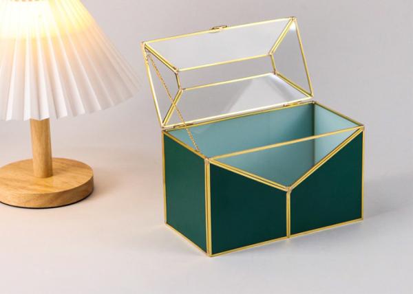Nordic luxury dark green leather Brass Tissue Box Cosmetic Storage box tray