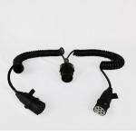 Black Coiled Trailer Cord 15 Core Truck Cables European 24V EBS Trailer Plug