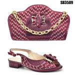 New OEM Ladies fashion Italian shoes matching bag set African women party shoe