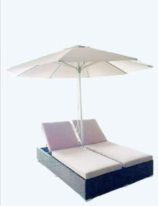 China Luxury indoor chaise lounge modern outdoor lounger dual double chaise lounge with umbrella canopy ---6500 factory