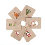 Personalised Christmas Small Gift Burlap Drawstring Pouch Jute Bags