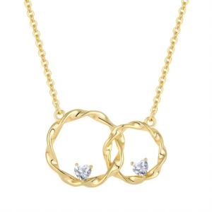 China YASVITTI 14K Yellow Gold Plated Interlocking Circle Heart Cubic Zirconia Pendant Necklace 925 Sterling Silver Jewelry factory