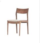 Stackable Upholstered Dining Chair Nordic Solid Walnut Wood for Modern Coffee