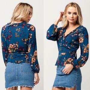 China Latest Long Sleeve New Design Floral Printed Tops factory