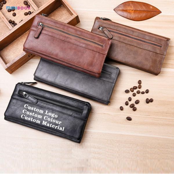 Minibook Long Wallet for Men and Women 19*9.5*3cm Genuine Leather Mobile Phone