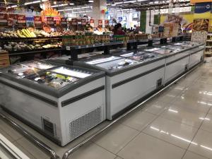 China 850L 220v Combined Island Freezer With Large Capacity 3 Option Colors factory