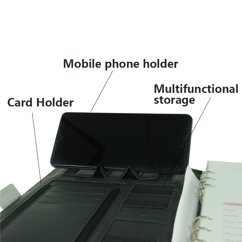 Customized Print Wholesale Luxury Business Smart Hardcover Pu Leather Loose Leaf Wireless Charging Notebook