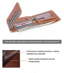 Men's Genuine Leather Trifold RFID Blocking Zipper Coin Card Purse with Fashion