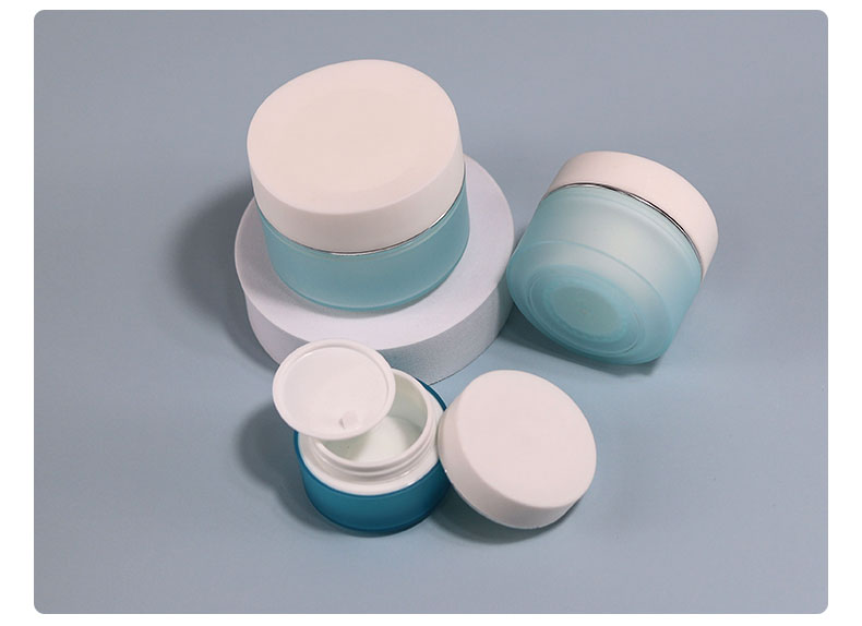 15g 20g 30g 50g Face Cream Blue Jar Matte PP Plastic Cream Jar With Golden Thread Lid