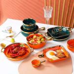 Double Wall Insulated Colorful Ceramic Dinner Plates Nordic Style For Cooking