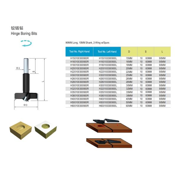 6mm Shank Hinge Boring Bits TCT 12mm Drill Bit Double Cut 90 Degrees
