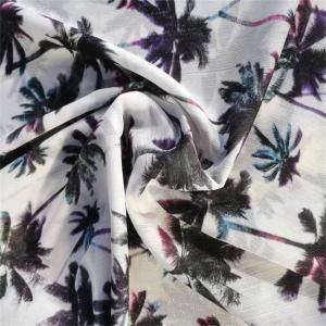 China Silver Yarn Floral Print Chiffon Fabric 85gsm factory