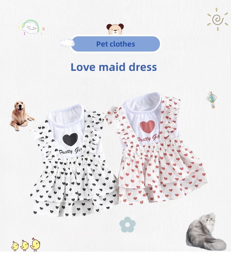 Dog Love Maid Dress Small Dog Pet Vest Pet Princess Peng Peng Skirt