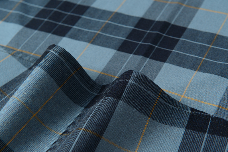 Knitted Broadcloth Plaid Shirts Polyester Viscose And Cotton Casual Shirt Long Sleeve For Man